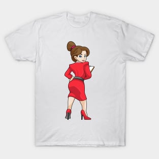 Secretary in Dress with High Heels T-Shirt